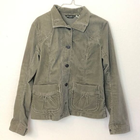 Eddie Bauer Khaki Green Utility Corduroy Jacket M - Picture 1 of 5